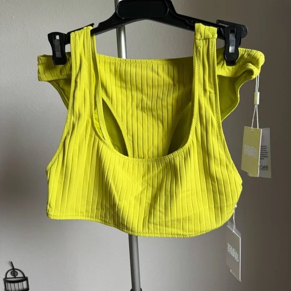 NWT Solid & Striped Elle Ribbed Bikini Top & Bottom Chartreuse Set of 2 pcs - Picture 6 of 11